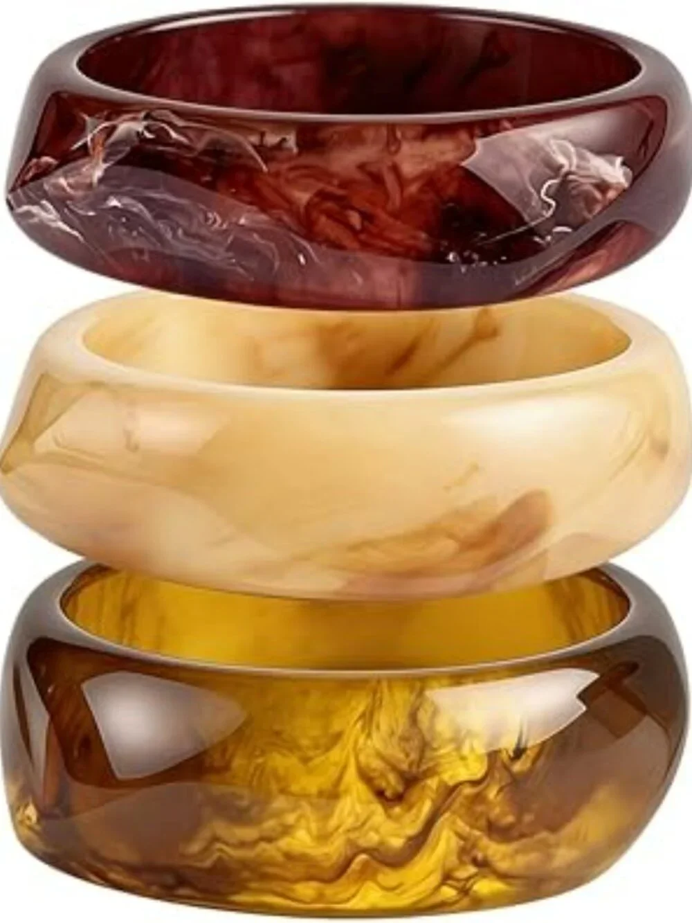 NEW Resin Chunky Oversized Bracelet Set Resin Stackable Thick Bangle Jewelry - Picture 5 of 6